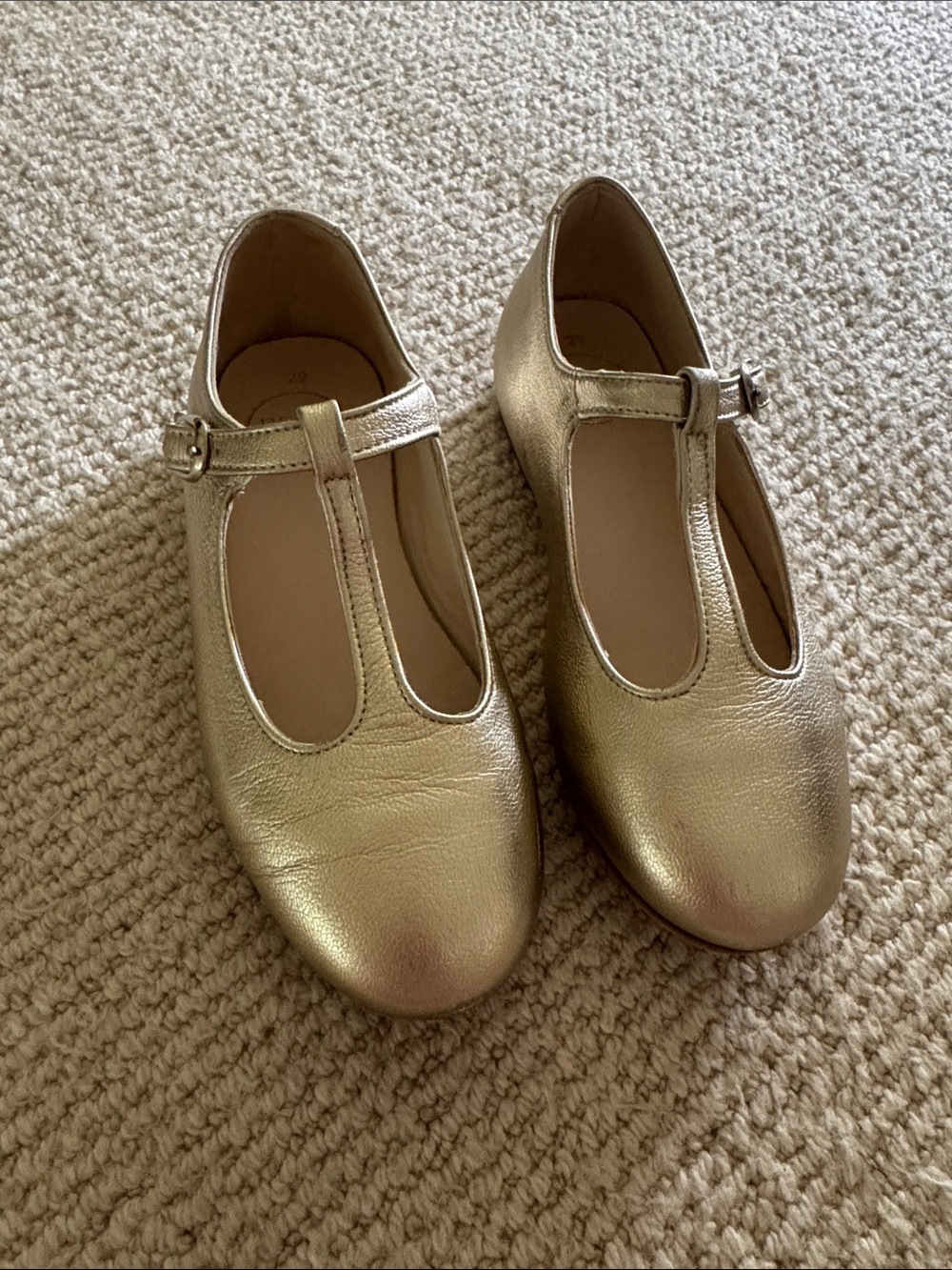 Pepa London Gold T-Strap Mary Jane Shoes